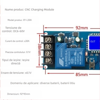 Modul de control al încărcării bateriei XY-L30A, protecție digitală împotriva suprasarcinii, 6-60V