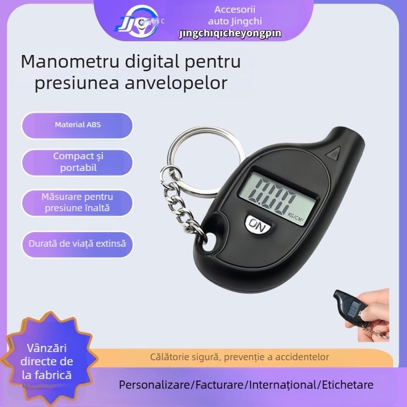 Manometru portabil pentru anvelope, afișaj digital, unitate PSI, model 70025, interval 5–150 PSI, corp ABS