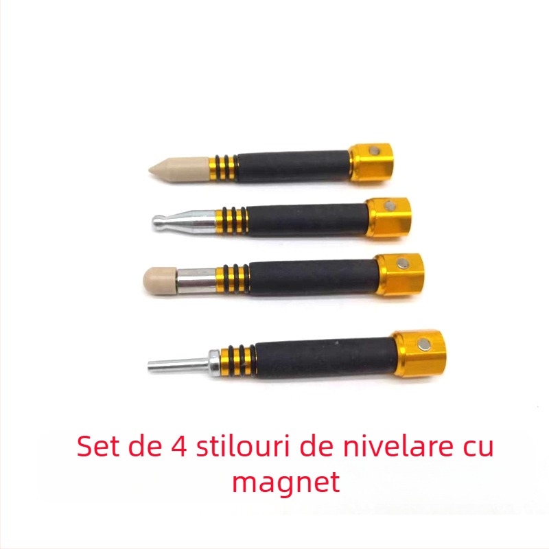 Set de 4 unelte pentru reparația denivelărilor auto, cu capete înlocuibile, pensă magnetică de tapping și modelare concavă-convexă