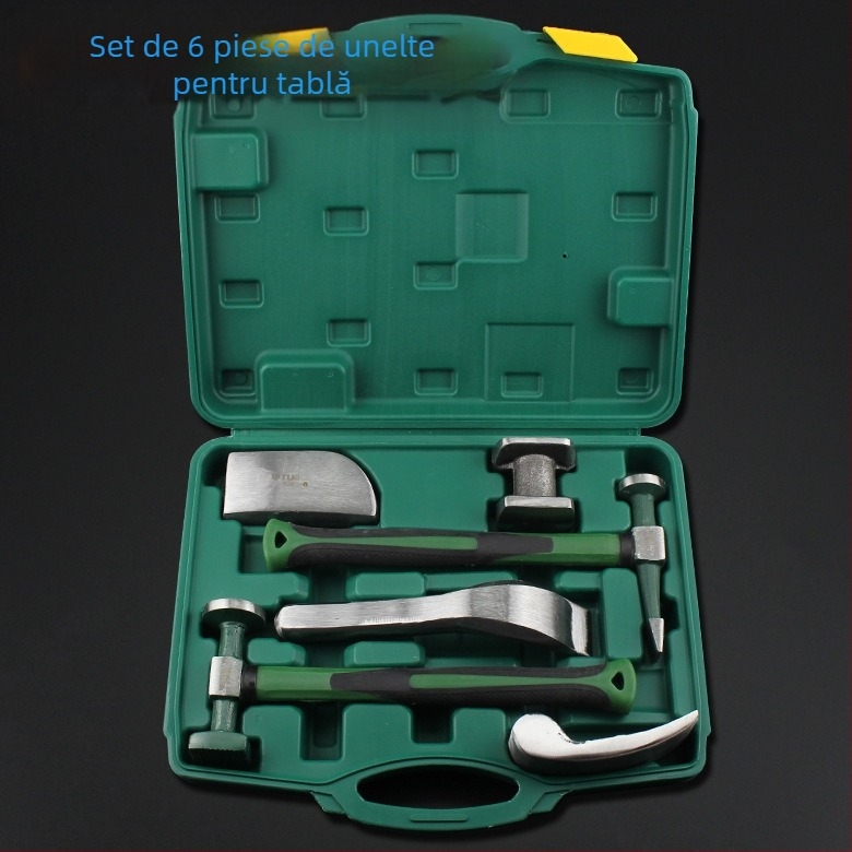 TOTCHI ciocan pentru tablă auto, set de 9 piese pentru repararea tablei, cap din oțel carbon, mâner din plastic, lungime 280 mm