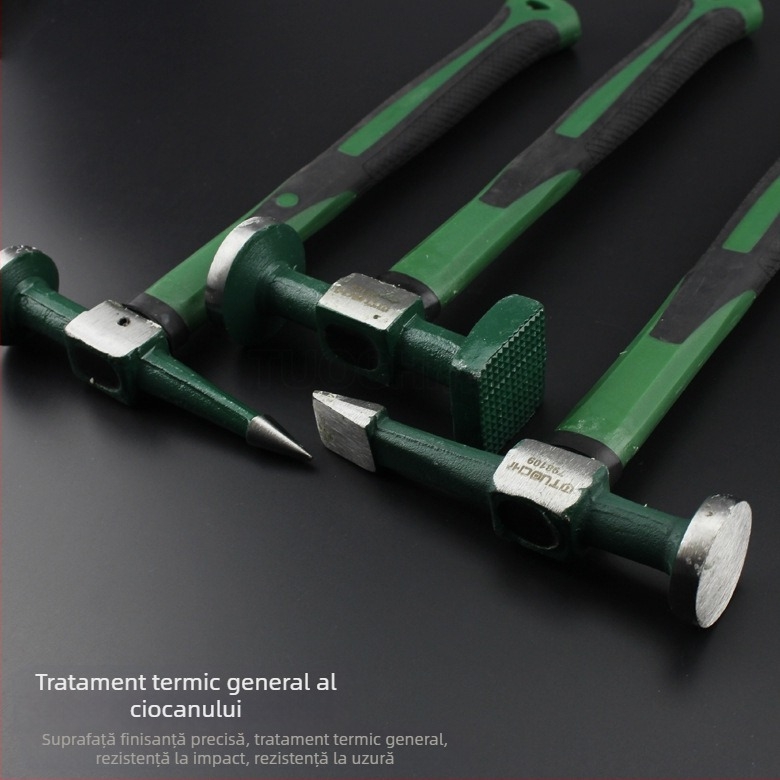 TOTCHI ciocan pentru tablă auto, set de 9 piese pentru repararea tablei, cap din oțel carbon, mâner din plastic, lungime 280 mm