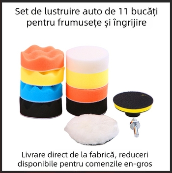 Zhinuo Set auto de 11 piese pentru lustruire — velur pe spate, material burete, discuri de lustruire, duritate 30