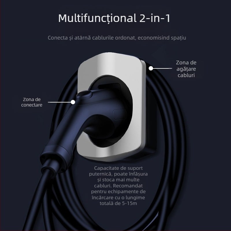 Suport pentru pistol de încărcare EV conform standardelor europene, suport de perete pentru priză, accesoriu de încărcare 7 kW cu un singur pistol, PC plastice