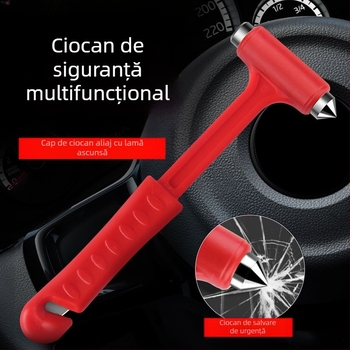 Cioc de siguranță auto, marcă Security, corp din plastic și metal, unealtă de salvare multifuncțională, distrugător de geam