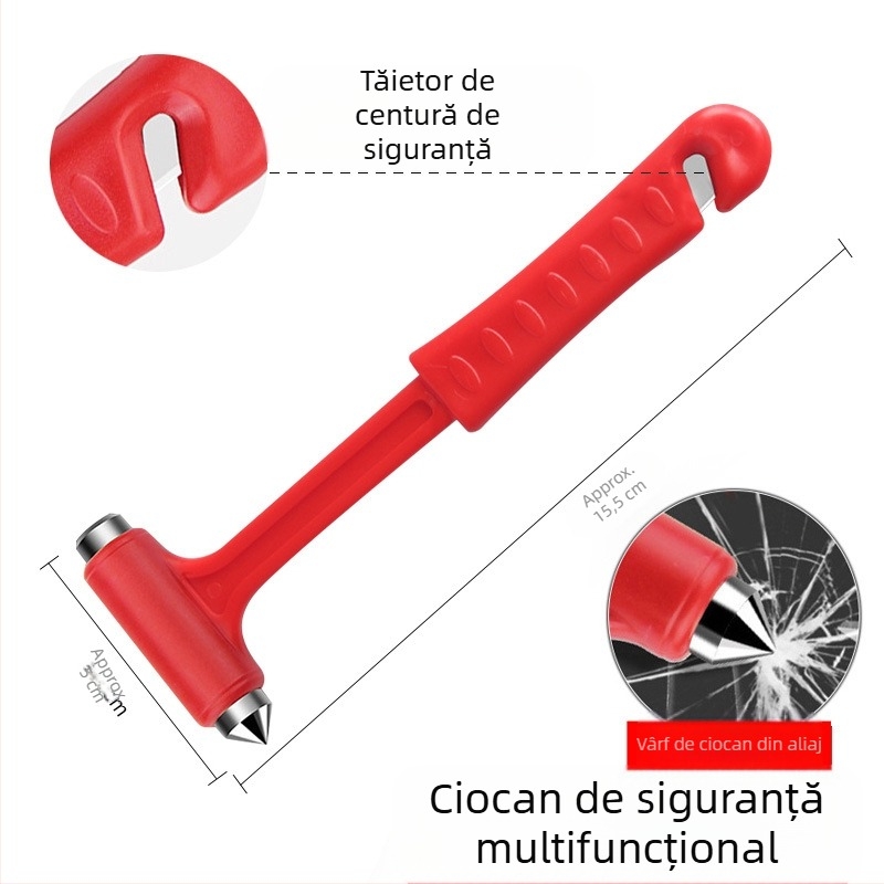 Cioc de siguranță auto, marcă Security, corp din plastic și metal, unealtă de salvare multifuncțională, distrugător de geam