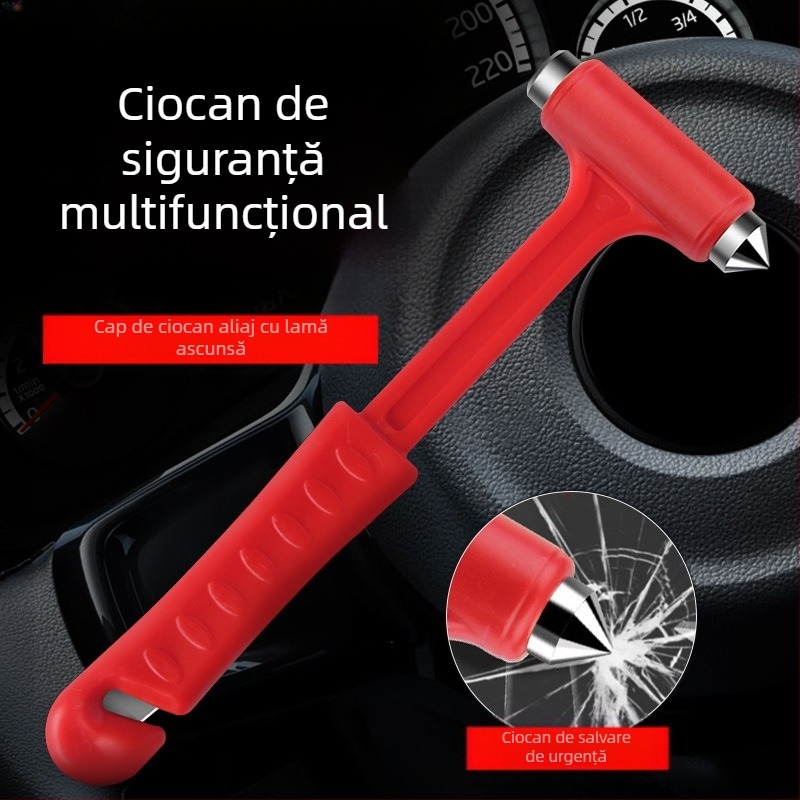 Cioc de siguranță auto, marcă Security, corp din plastic și metal, unealtă de salvare multifuncțională, distrugător de geam