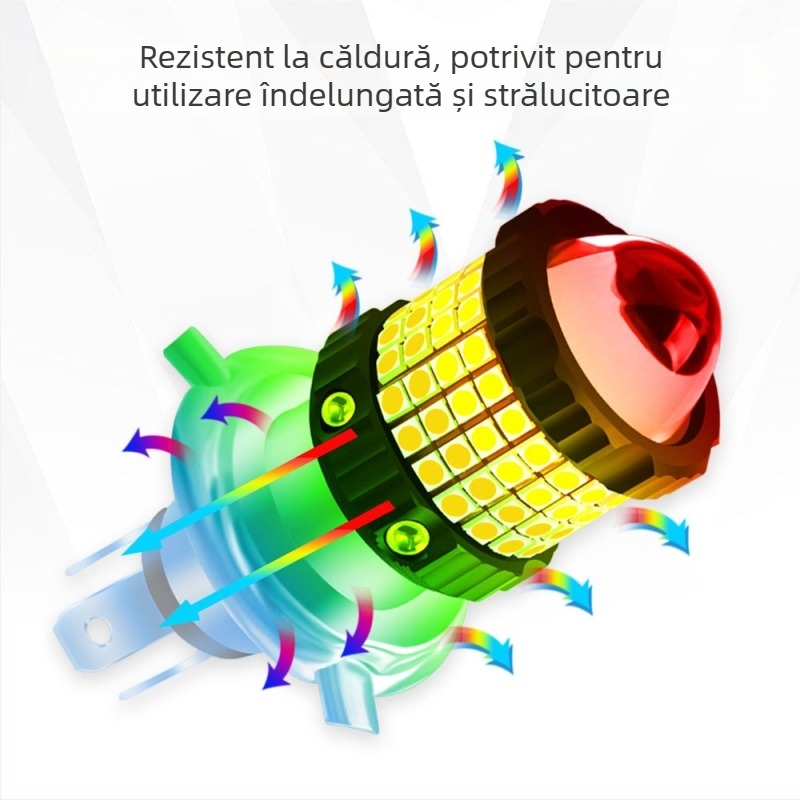 Far LED pentru mașini și motociclete, compatibil cu H4/H6/BA20D/P15D, 12–80V, 12W, 2400 lm, IP65