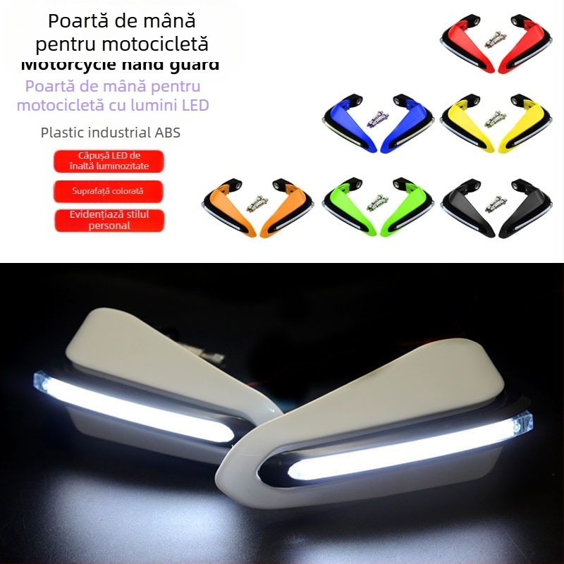 Apărători pentru mâini de motocicletă cu lumini integrate și semnalizatoare, universale, model DH-01, marcă Ymo
