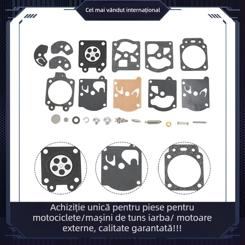 Kit de reparații carburetor Walbro K10-WAT – 24 piese, carburator mecanizat cu design piston plat de aspirație, compatibil cu K10-WAT/WA/WT, origine Fujian