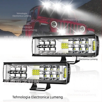 Lumină de lucru LED pentru automobil cu două rânduri, design pe trei fețe – 60W, 12-24V, 6000LM, 6000-6500K, aliaj de aluminiu