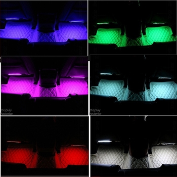 Iluminare ambientală pentru interiorul automobilului, iluminare pentru podea, RGB LED 5050 SMD, model FG-DS18, 12V, 15W, control vocal ritm muzical