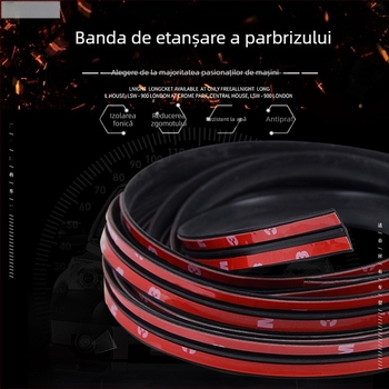 Bandă de etanșare pentru sunroof, EPDM, tip T, pentru parbrizele față și spate, protecție la praf și zgomot