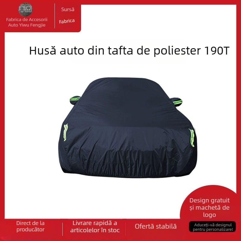 Husă auto din tafta poliester 170T/190T, impermeabilă și rezistentă la praf, îngroșată, universală