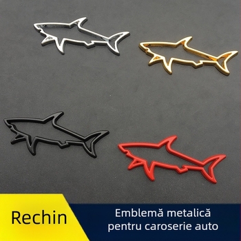 Autocolant metalic pentru caroserie auto, stil rechin, design 3D (Brand: Dazzling; Material: Metal; Stil: Rechin; Tip: Autocolant pentru caroserie; Montaj: Adeziv)