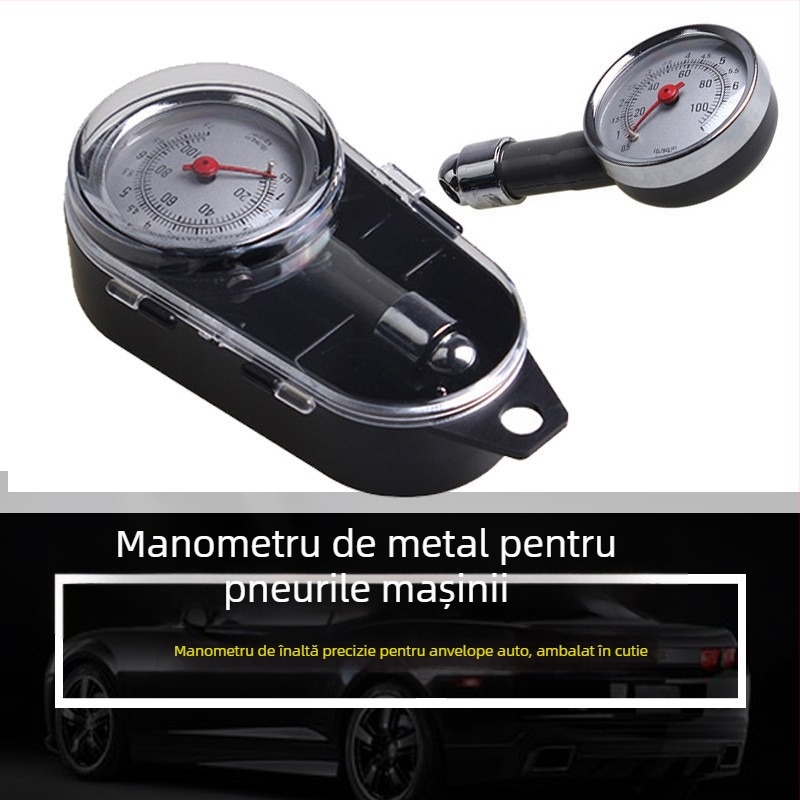 Manometrul de presiune a pneurilor din oțel inoxidabil, înaltă precizie, pentru mașini și motociclete, de mână, PSI până la 250.