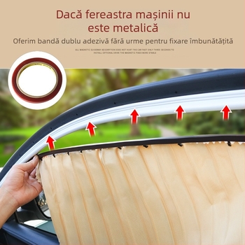 Parasolar auto pentru soare, tip rulare, material textil, opacitate groasă, aplicație generală