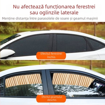 Parasolar auto pentru soare, tip rulare, material textil, opacitate groasă, aplicație generală
