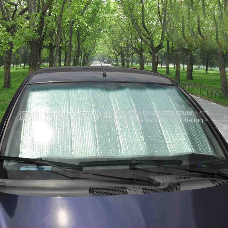 Protecție solară auto cu folie de aluminiu, model în dungi, montaj cu ventuze, pentru parbrizul frontal, protecție împotriva radiațiilor