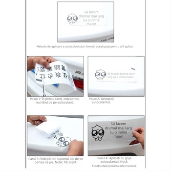 Autocolant auto adeziv – design text cu rechin – Snowwood; polietilenă; instalare: tip adeziv