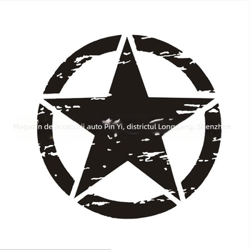 Artistic Taste Decal pentru capota auto cu model stea cu cinci colțuri, material PET, montaj autoadeziv