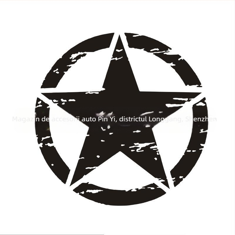 Artistic Taste Decal pentru capota auto cu model stea cu cinci colțuri, material PET, montaj autoadeziv