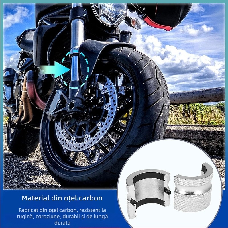 Instrument montaj etanșare ulei pentru motociclete — ghid reglabil pentru etanșarea furcii, trăgător metalic pentru etanșarea furcii, NACHEE, oțel carbon, pentru reparații motociclete, set de 3 piese, 746 g