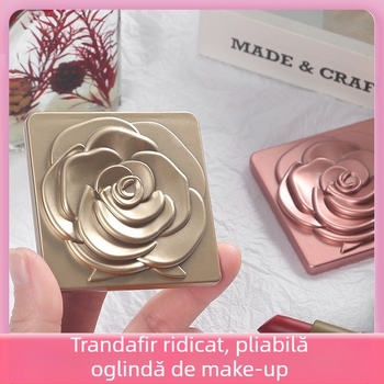 Oglindă de machiaj cu două fețe, portabilă, pliabilă, rotundă, fără energie electrică, pentru dormitor și baie