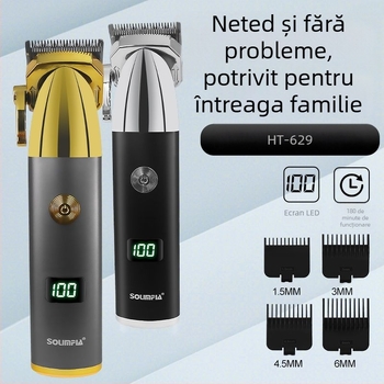 SOLIMPIA Mașină electrică de tuns păr, motor cu perii, lamă din oțel inoxidabil, baterie încorporată 1000-1200 mAh, autonomie 1-3 ore, zgomot 36-45 dB
