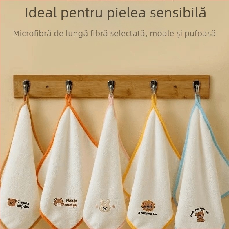 Pachet de 5 prosoape pentru față pentru copii, din catifea coral, design Cartoon Spider-Man, pătrate, 25 g, imprimare logo