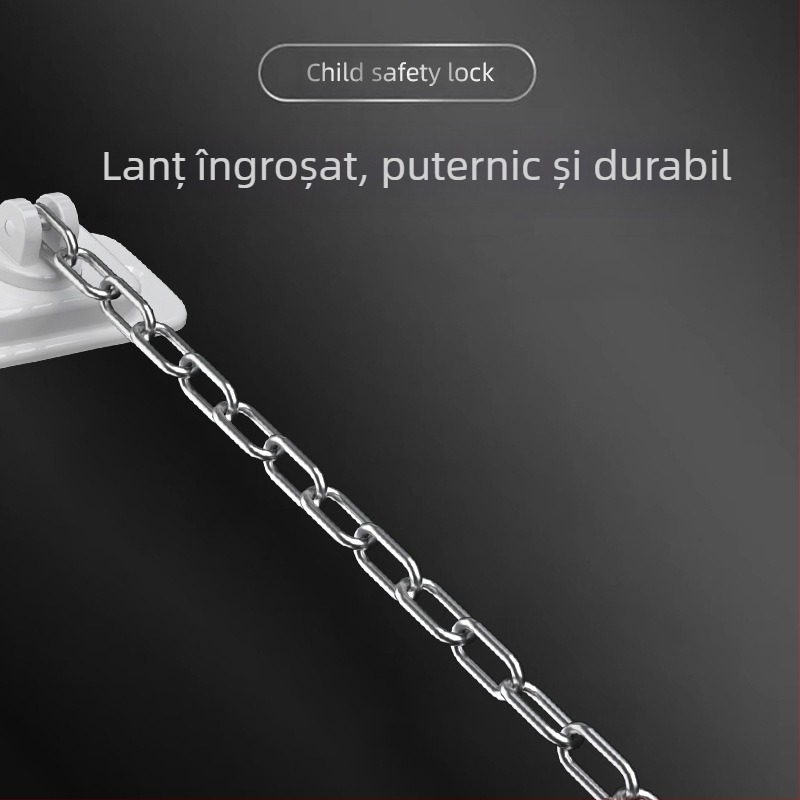 Încuietoare de siguranță multifuncțională pentru ferestre și uși, cu lanț, opritor pentru uși glisante, instalare fără găuri, siguranță pentru copii
