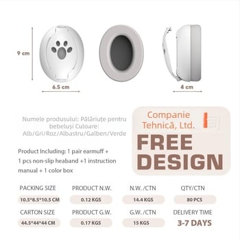 Protecții pentru urechi pentru copii, cu design pe cap, carcasă ABS, NRR 25 dB, SNR 27 dB