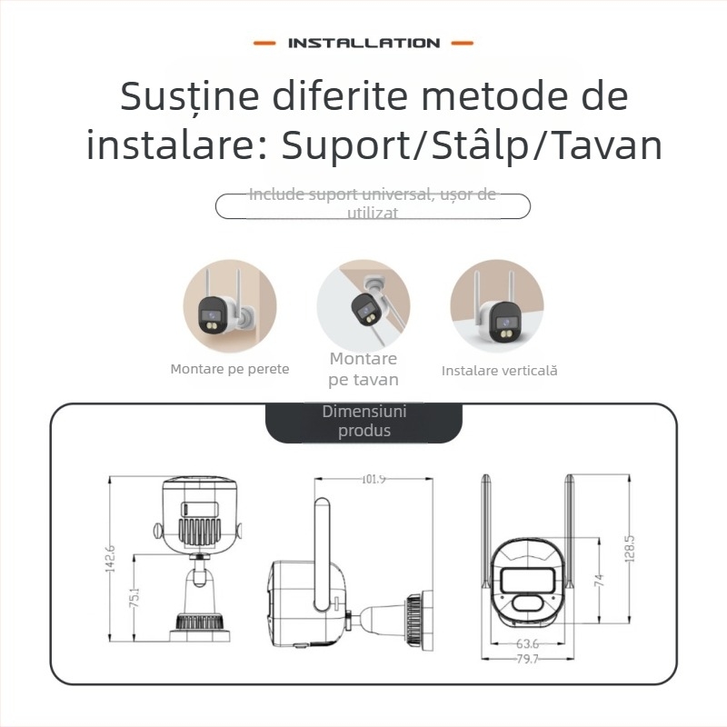 Cameră bullet wireless de exterior, 4MP, dual-band, lentilă 3.6mm, viziune pe timp de noapte