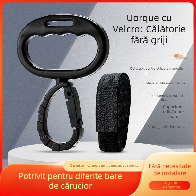 Cârlig pentru cărucior Juxin – universal, cu închidere Velcro, accesoriu pentru cărucior cu sistem de siguranță multifuncțional