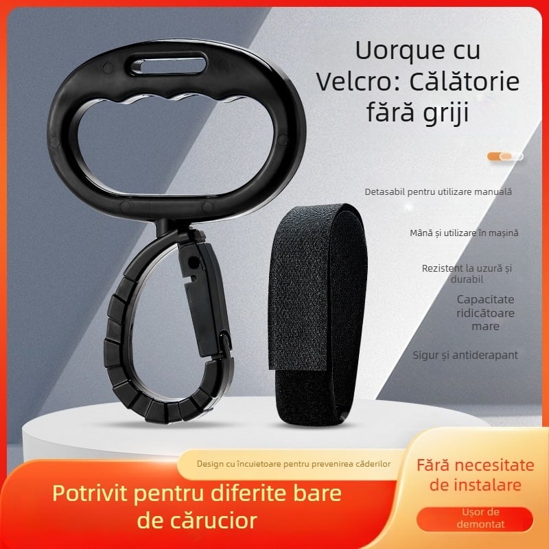 Cârlig pentru cărucior Juxin – universal, cu închidere Velcro, accesoriu pentru cărucior cu sistem de siguranță multifuncțional