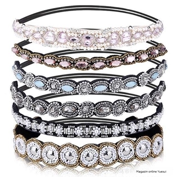 Bandă de păr cu mărgele în formă de frunză – mărgele din sticlă și din orez, stil feminin, personalizabilă