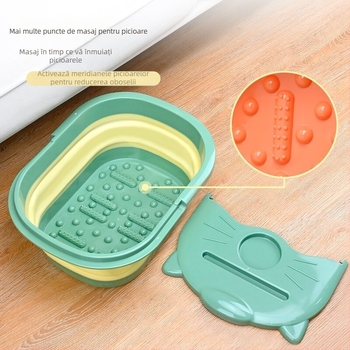 Vas pliabil pentru picioare, bazin portabil din plastic gros, pentru femei și gravide, fără alimentare cu apă, stil modern minimalist, Material: TPR+PP; pliabil; plastic gros; fără apă