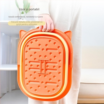 Vas pliabil pentru picioare, bazin portabil din plastic gros, pentru femei și gravide, fără alimentare cu apă, stil modern minimalist, Material: TPR+PP; pliabil; plastic gros; fără apă