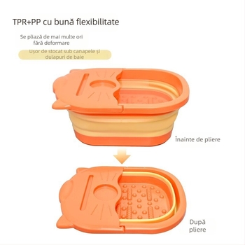 Vas pliabil pentru picioare, bazin portabil din plastic gros, pentru femei și gravide, fără alimentare cu apă, stil modern minimalist, Material: TPR+PP; pliabil; plastic gros; fără apă