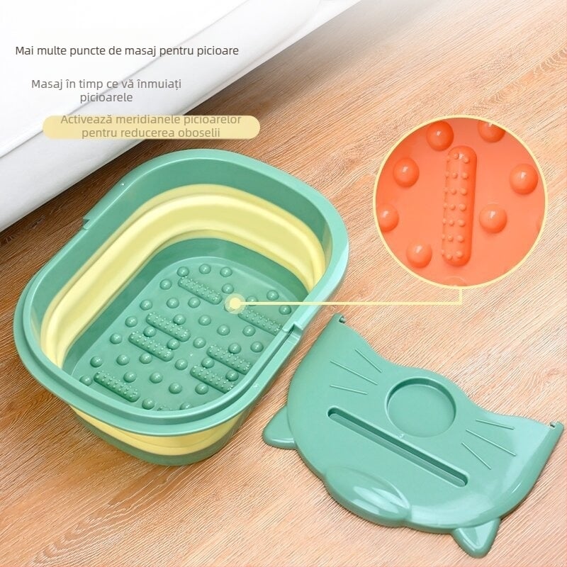 Vas pliabil pentru picioare, bazin portabil din plastic gros, pentru femei și gravide, fără alimentare cu apă, stil modern minimalist, Material: TPR+PP; pliabil; plastic gros; fără apă