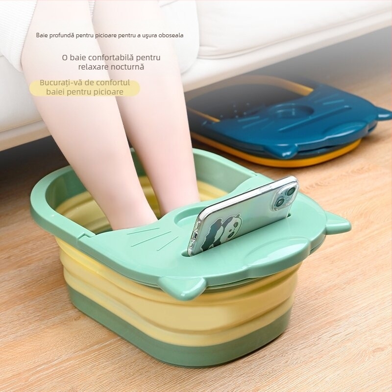 Vas pliabil pentru picioare, bazin portabil din plastic gros, pentru femei și gravide, fără alimentare cu apă, stil modern minimalist, Material: TPR+PP; pliabil; plastic gros; fără apă