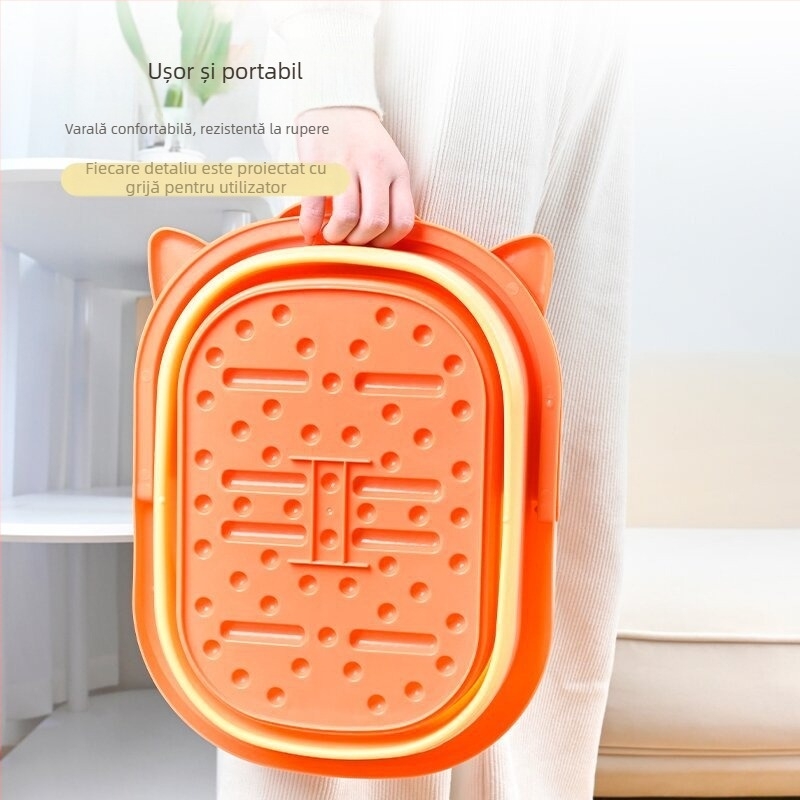 Vas pliabil pentru picioare, bazin portabil din plastic gros, pentru femei și gravide, fără alimentare cu apă, stil modern minimalist, Material: TPR+PP; pliabil; plastic gros; fără apă