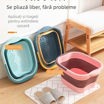 Vas de baie pentru picioare pliabil, cu masaj, din plastic, pentru uz casnic/dormitor pentru studenți/birou, potrivit pentru toate anotimpurile, lot 230304