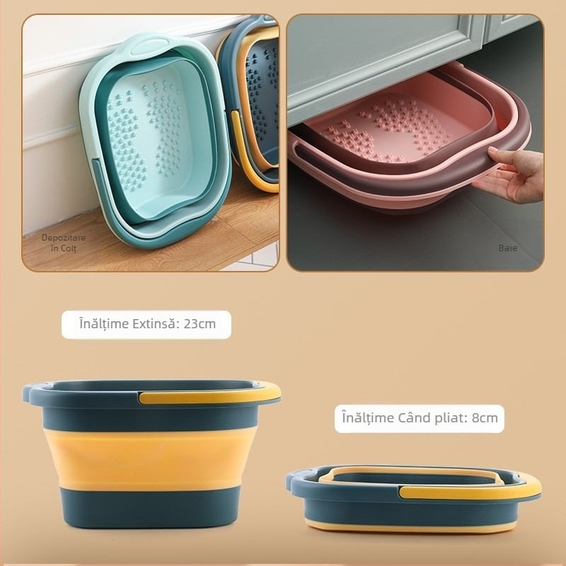 Vas de baie pentru picioare pliabil, cu masaj, din plastic, pentru uz casnic/dormitor pentru studenți/birou, potrivit pentru toate anotimpurile, lot 230304