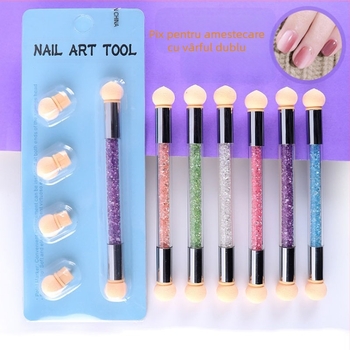 Pix pentru unghii gradient - vârf dublu, vârfuri lavabile și înlocuibile, mâner din acrilic, 41,5 g