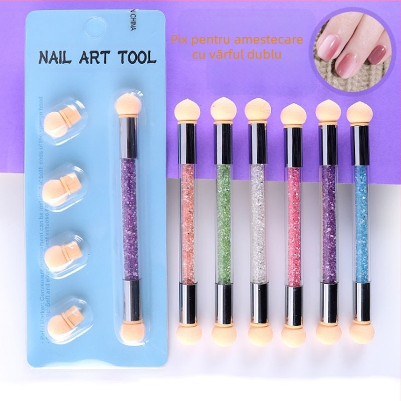 Pix pentru unghii gradient - vârf dublu, vârfuri lavabile și înlocuibile, mâner din acrilic, 41,5 g