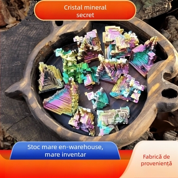 Specimen mineral de Bișmut, cristal, formă piramidală, ornament metalic