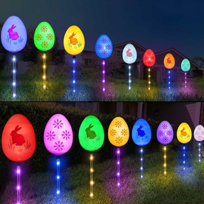 Lampa solară pentru ouă de Paște, suport în formă de stâlp - IP55, 5W, 6–12h, plastic, model 0171