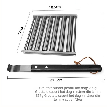 Suport demontabil pentru cârnați din oțel inox 430, cu mâner din lemn, pătrat, 0,36 kg