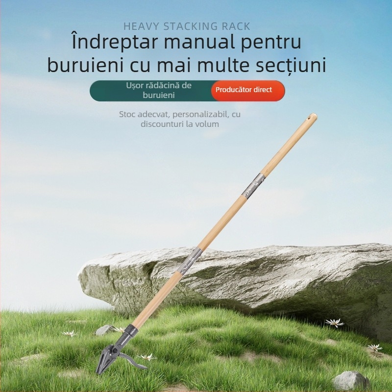 Sustrator manual de buruieni pentru grădină, cu pedala de picior în poziție verticală, îndepărtarea rădăcinilor, design în trei etape (Brand: Smooth)