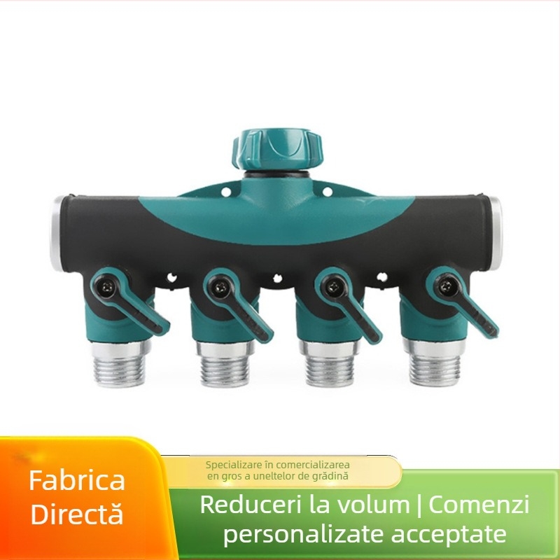 Supapă cu bilă patru căi, racord de separare a apei, conexiune de apă, racord țeavă cu protecție din plastic (Brand: Shengda, Parc)